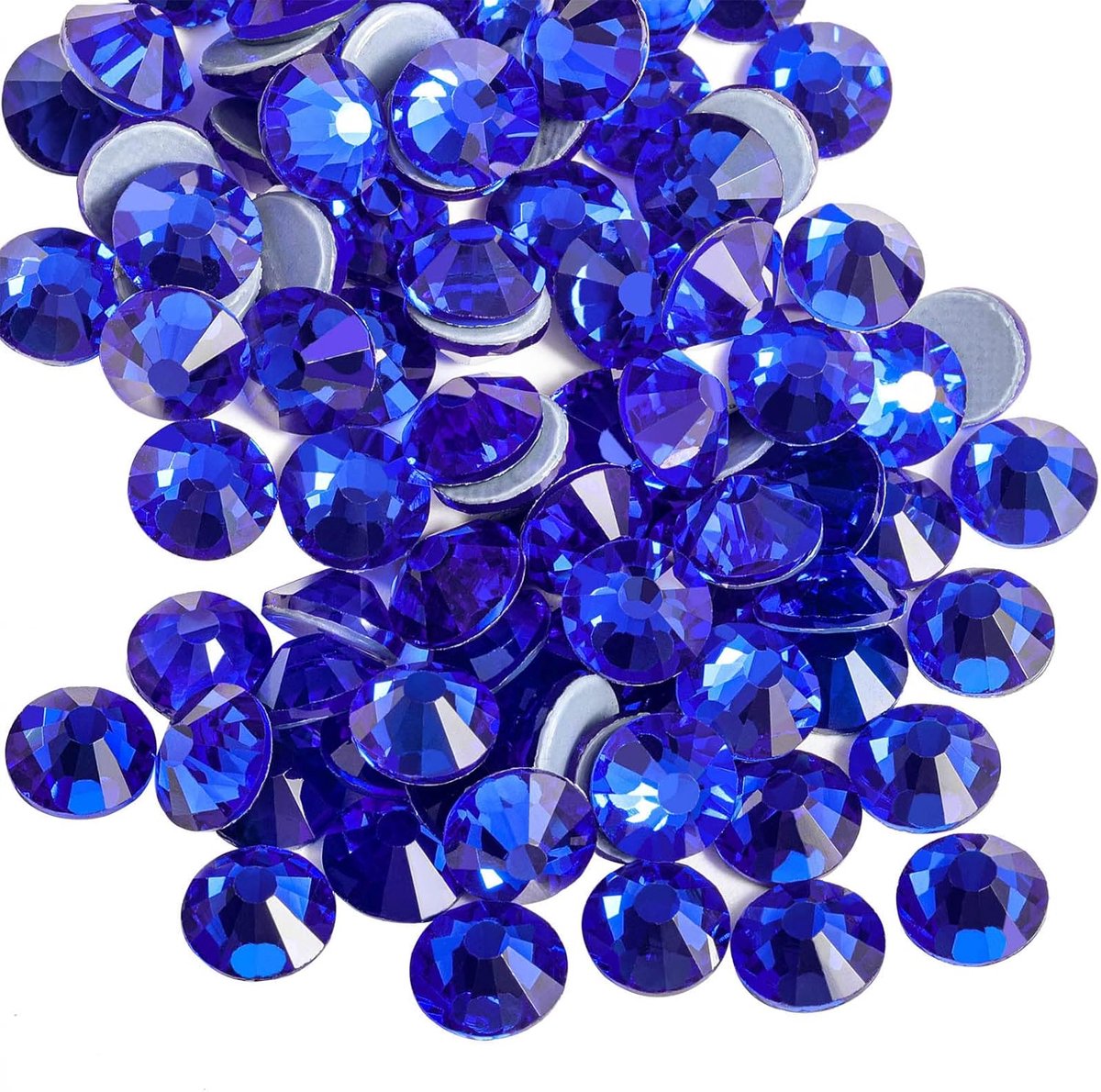 Strassteentjes, hitteefix strass-steentjes om te knutselen, hotfix kristallen ronde edelstenen, saffier, SS6, 1.9-2.1mm | Blauw glas strass, voor kleding, voor ambachten, doe-het-zelf decoratie