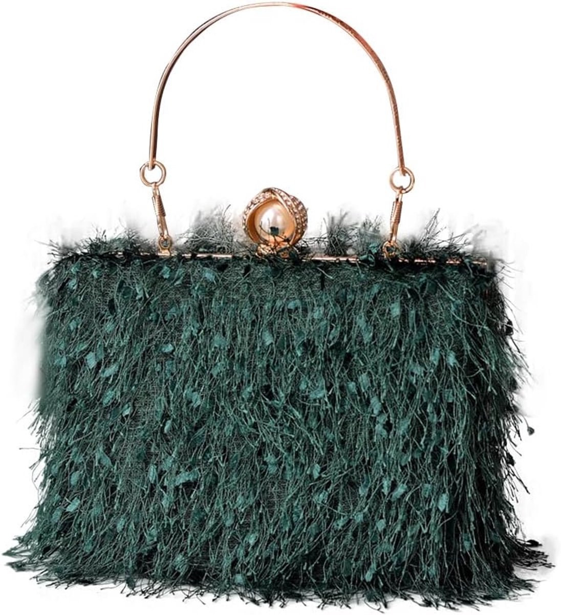 Kwastje Avondtas voor Vrouwen Strass Clutch Bag Kralen Handtas Bruids Bruiloft Portemonnee Schoudertas met Afneembare Ketting Elegante Crossbody Tas voor Cocktail Banket Prom Party