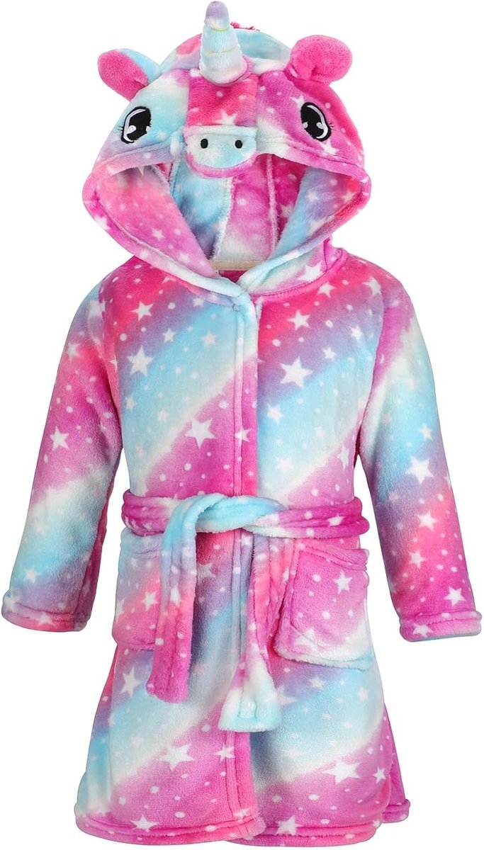 NANU Meisjes ochtendjas 4-11 jaar oude capuchon pluizige meisjes nachtkleding & gewaden met elastische tailleband en twee zakken meisje geschenken