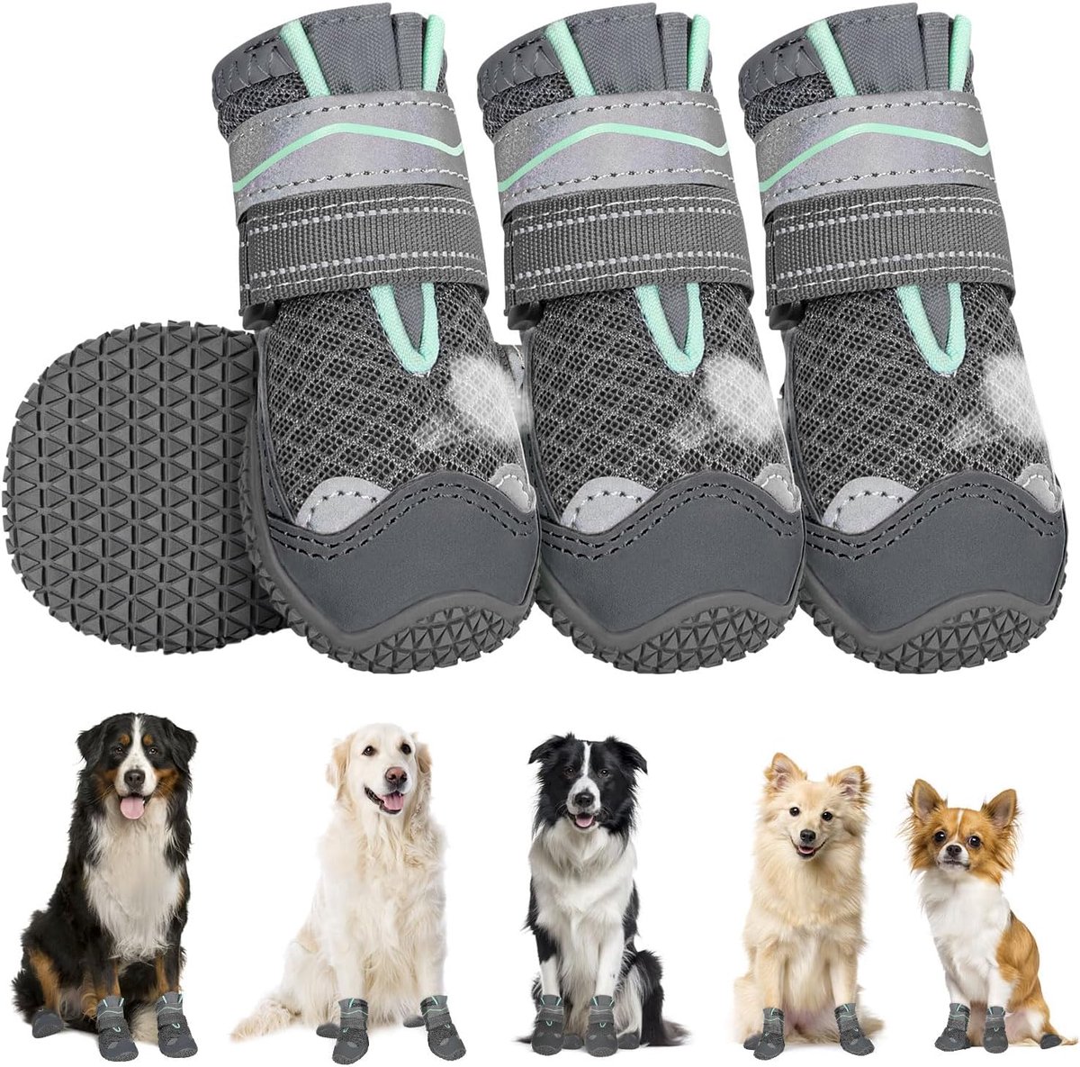 Schoenen, antislip en waterdichte hondenschoenen, reflecterende rubberen zool, wintersneeuwlaarzen voor huisdieren