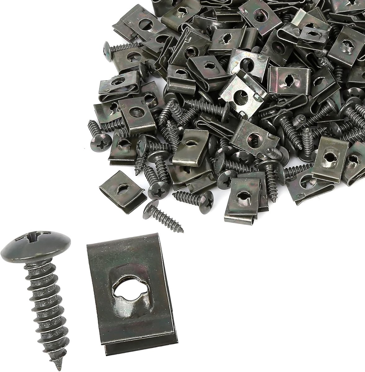 ABSOPRO U Clip schroef auto dashboard afwerking 4,2 x 16 mm metaal militair groen (set van 100)
