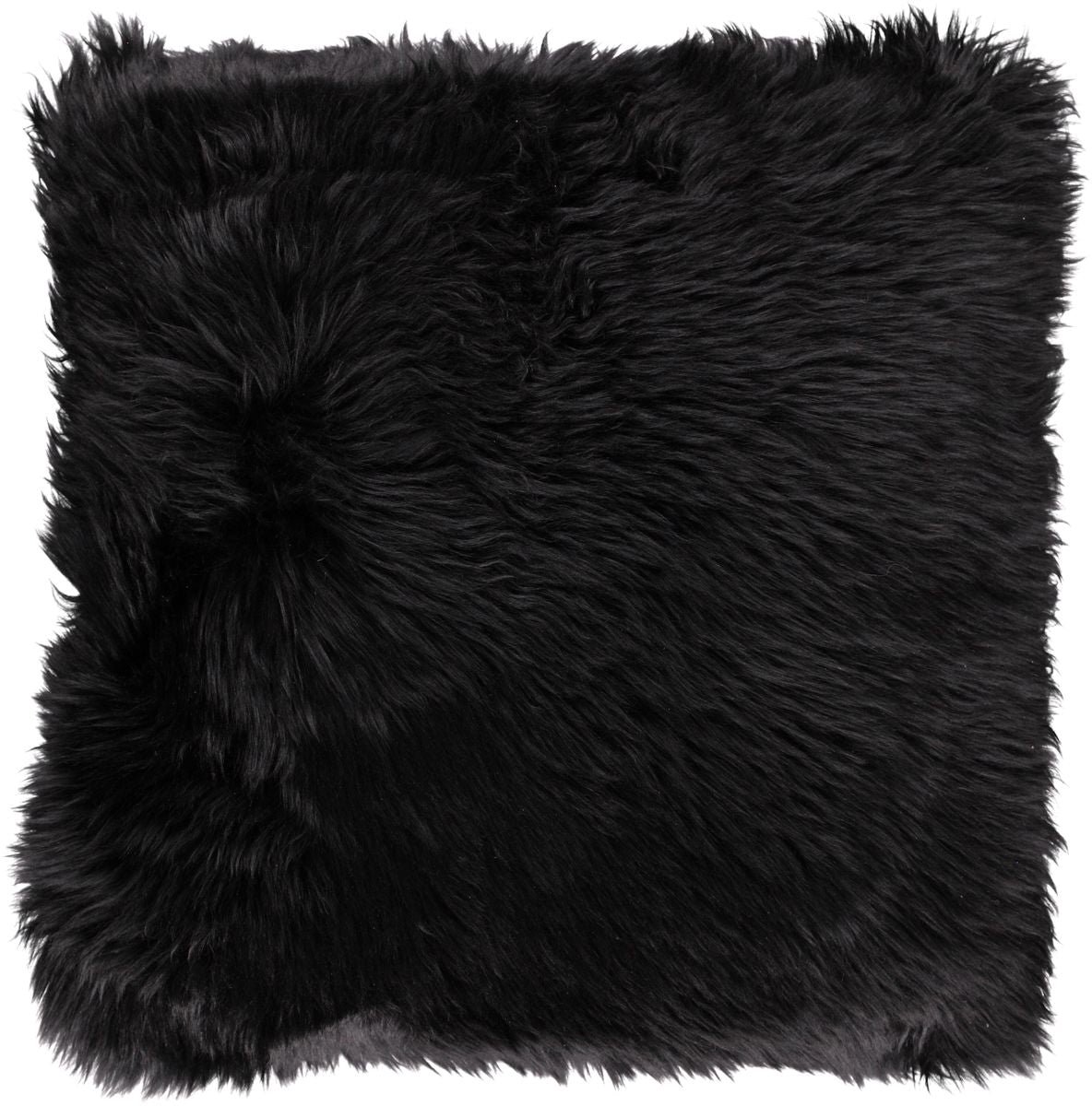 Sheepskin House Langharig Schapenvacht Kussen - 35x35 cm Black