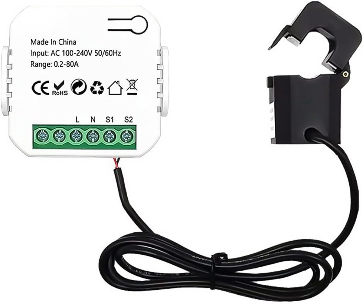 SnelShoppen - Slimme Meter Energie Monitor WiFi Elektriciteitsverbruik Monitor 80A Compatibel met Tuya Smart Life App