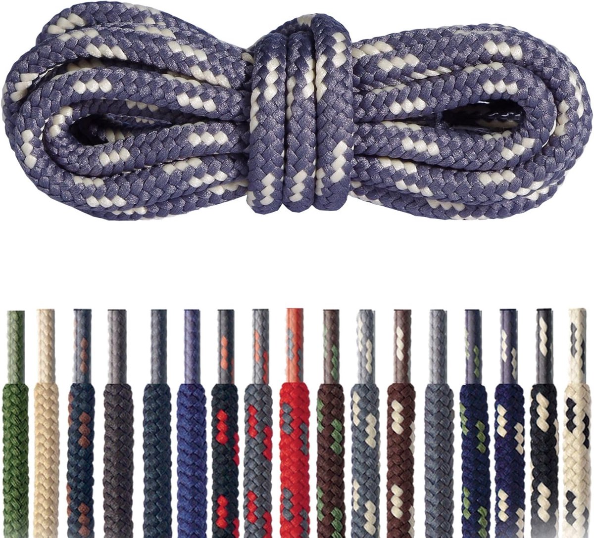 – Veters voor Wandel- en Trekkingschoenen – Ronde Sterke Polyester Veters – Scheurbestendig – 6 Lengtes, 17 Kleuren