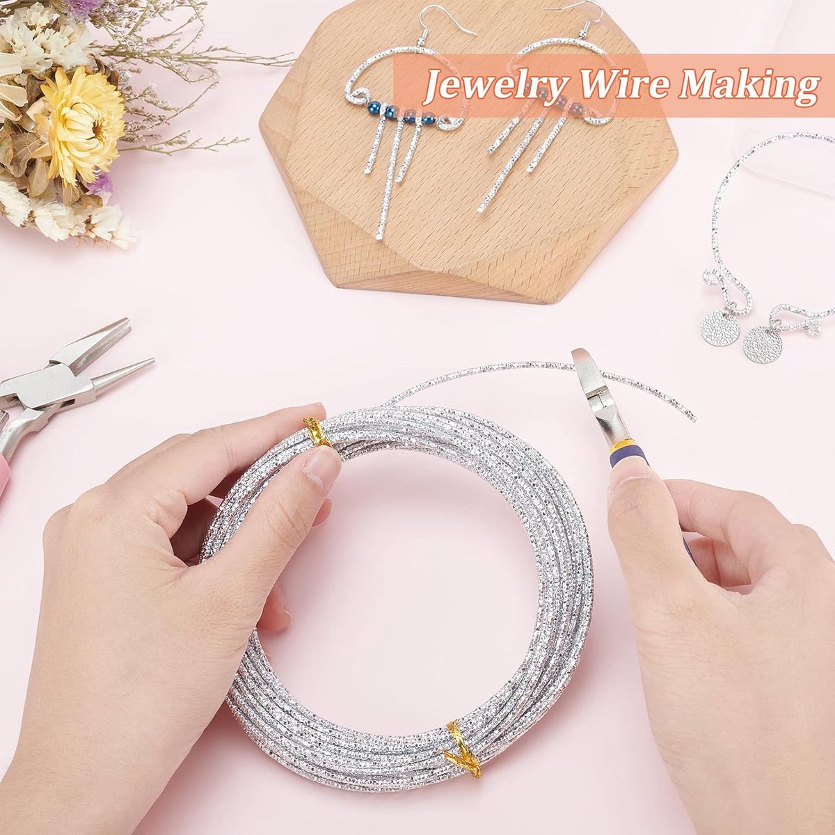 Draad 33 Voeten/10 m Diamant Cut Aluminium Craft Wire voor Ornamenten Maken en Andere Sieraden Craft Work