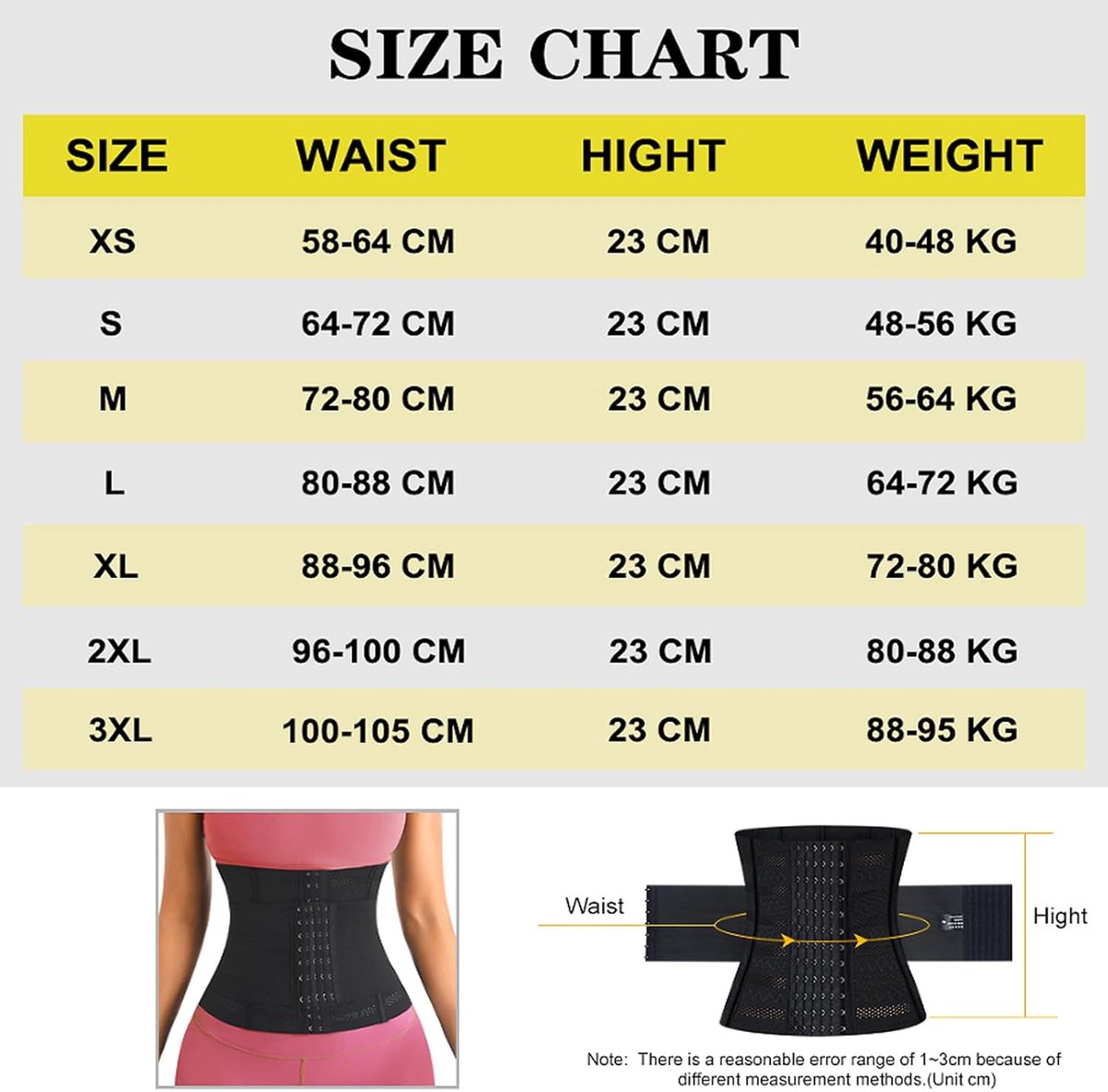 Tailletrainer Fitness Waisttrainer, Korset Buikweg Waisttrainer Taillevormer, Buikriem Heren en Dames Zwart