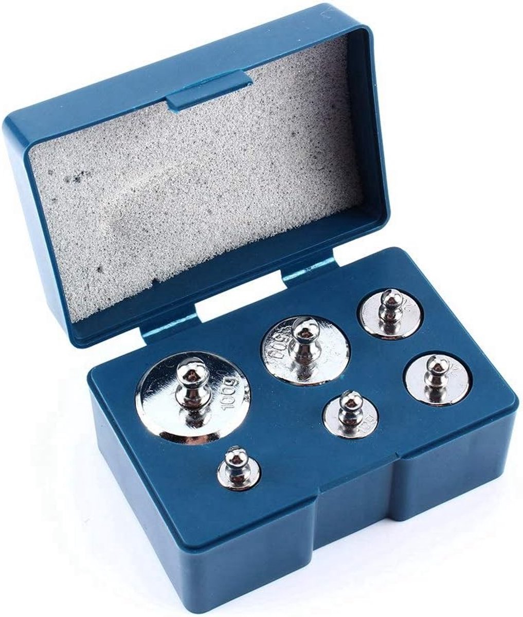 Gram Calibration Weight Kit 6 stuks/set 100 g 50 g 20 g 10 g 5 g Precisie gewicht voor digitale weegschaal Sieradenschaal