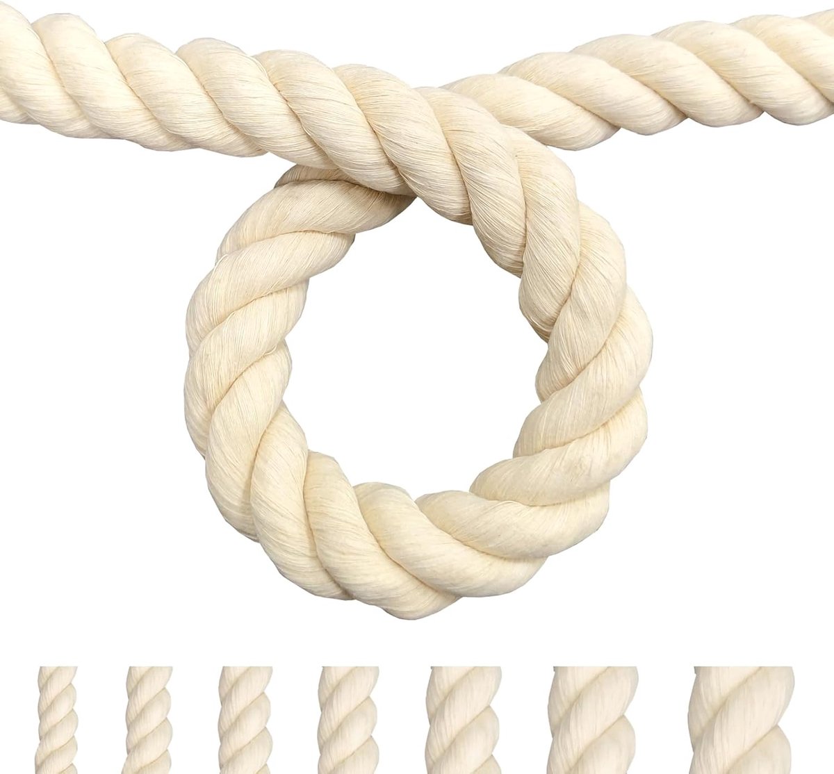 Katoenen touw, macramégaren, katoenen koord voor doe-het-zelf handwerk, decoratieve projecten, speelgoed voor huisdieren (30 mm (5 M))