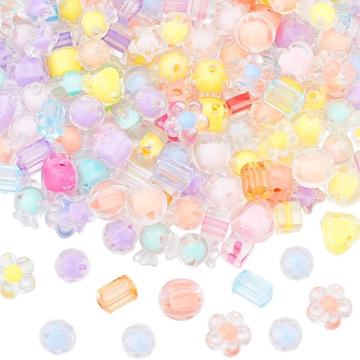 Kralen Kleurrijke Transparante Kralen Clear Leuke Ster Pompoen Bloem Octagon Cube Losse Spacer voor Sieraden Maken Armband Ketting Oorbel Levert DIY