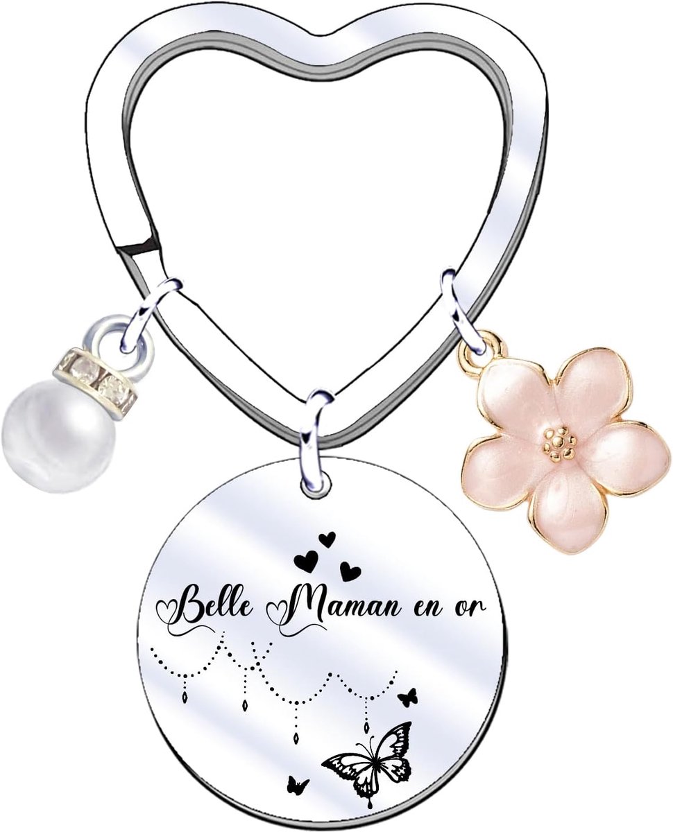 Mooie Moeder Sleutelhanger Cadeau Moederdag Origineel Cadeau Moederdag Sleutelhanger Mooie Moeder, Cadeau Bedankt Mama Kerst Cadeau Dankjewel, zilver., L