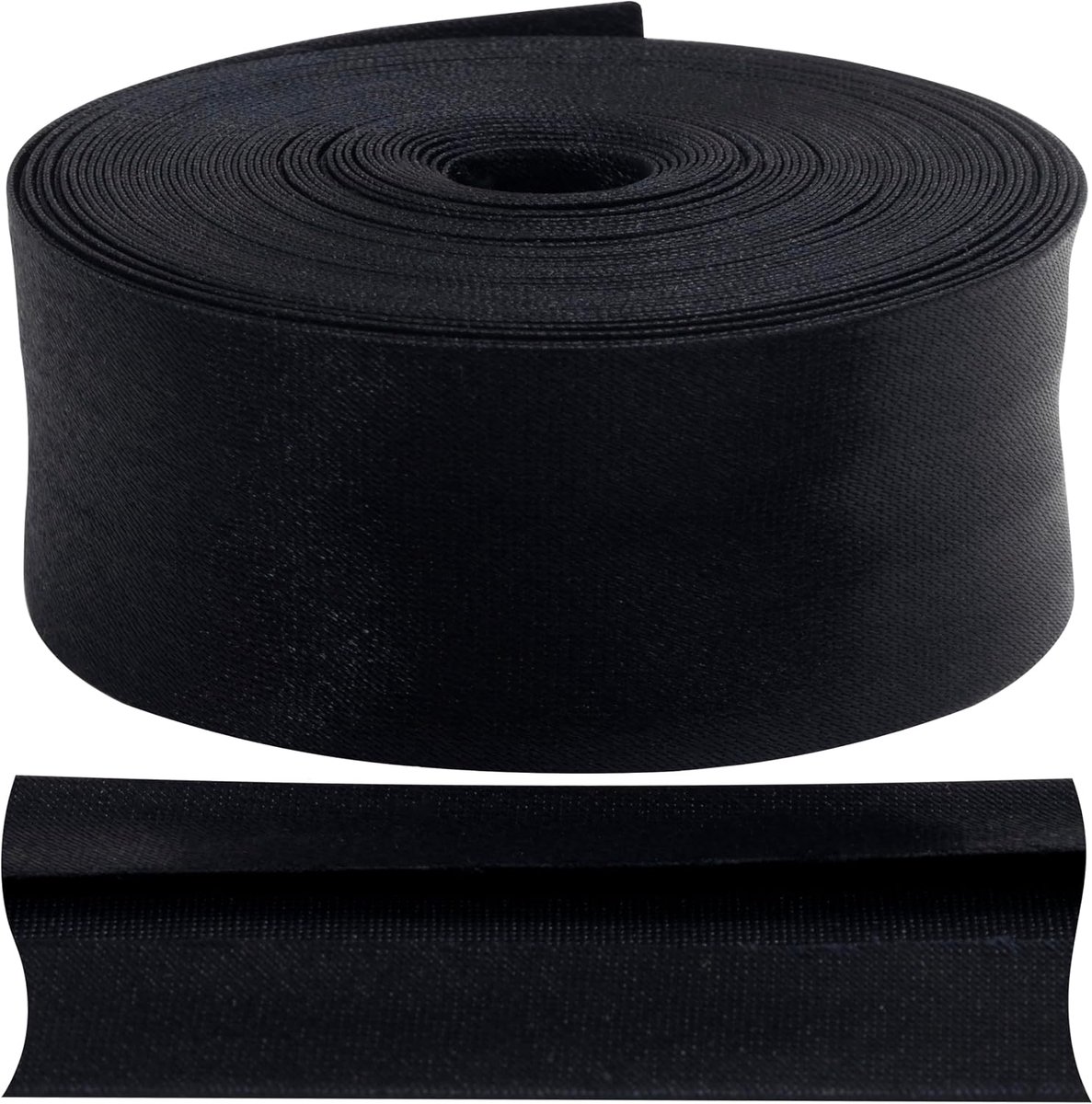 - C77505 - Biasband, gevouwen, 5 meter x 30 mm - van polyester - kleur blauw-zwart