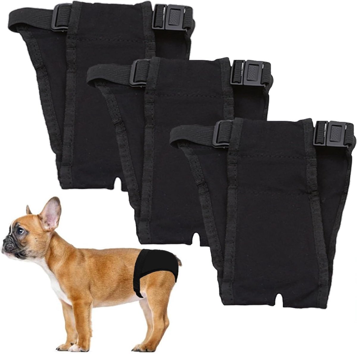 3-pack slipje teef Hondenbroekje met maandverband voor menstruatiebloedingen Wasbare beschermbroekjes Hondenluiers beschermbroekje Gr. XS-XXXL voor teven en katten zwart