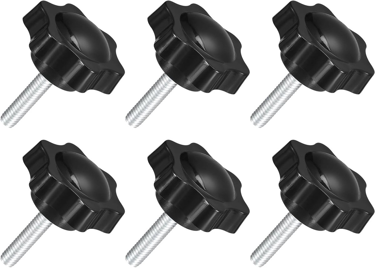 6 stuks M6 x 25 mm sterknoppen, spanknop in zeshoekige vorm, kunststof schroefvervangingsknop, handmatig spannen voor vervanging van parapluvoet