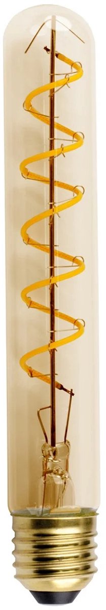 LED buislamp T30 spiraal, amber glas, E27, 5W, 420 lumen, 2200K extra warm wit, dimbaar, Ra>80