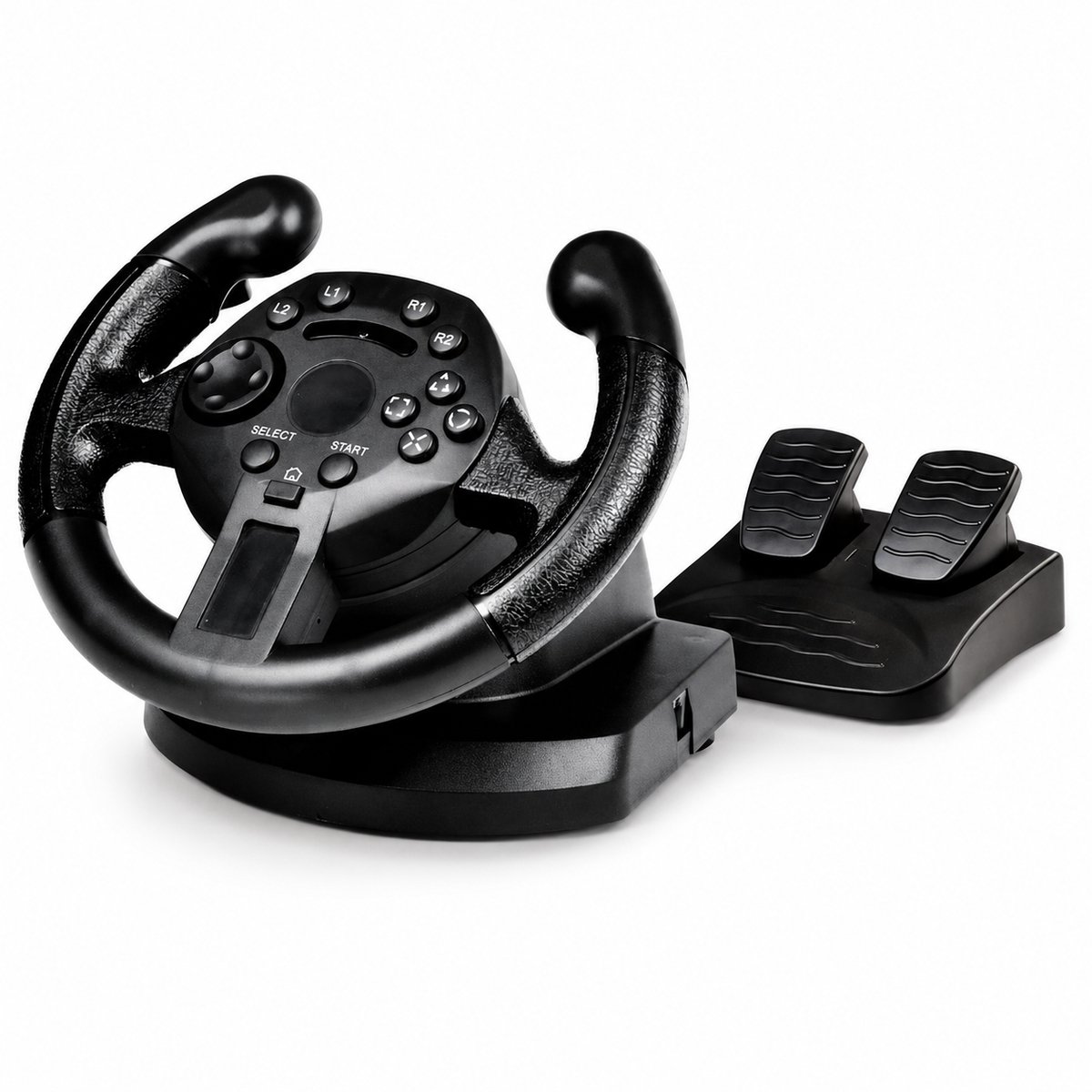 Gloovon® - Racestuur en Pedalen - Racestuur PS3 - Racestuur Standaard - Driving Force - Gaming Stuurwiel PC - Geschikt voor PS3, PC (D-Input), Xbox 360 / One, Steam en PC (XInput) - Zwart