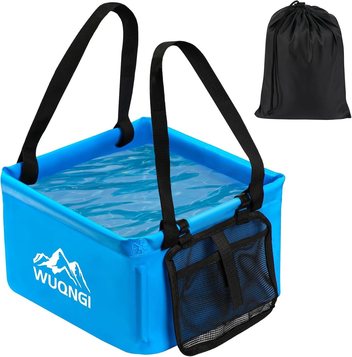 Opvouwbare Campingafwaskom - Blauw - 15 Liter Inhoud - Inclusief Opbergvak - Voor Buitenactiviteiten
