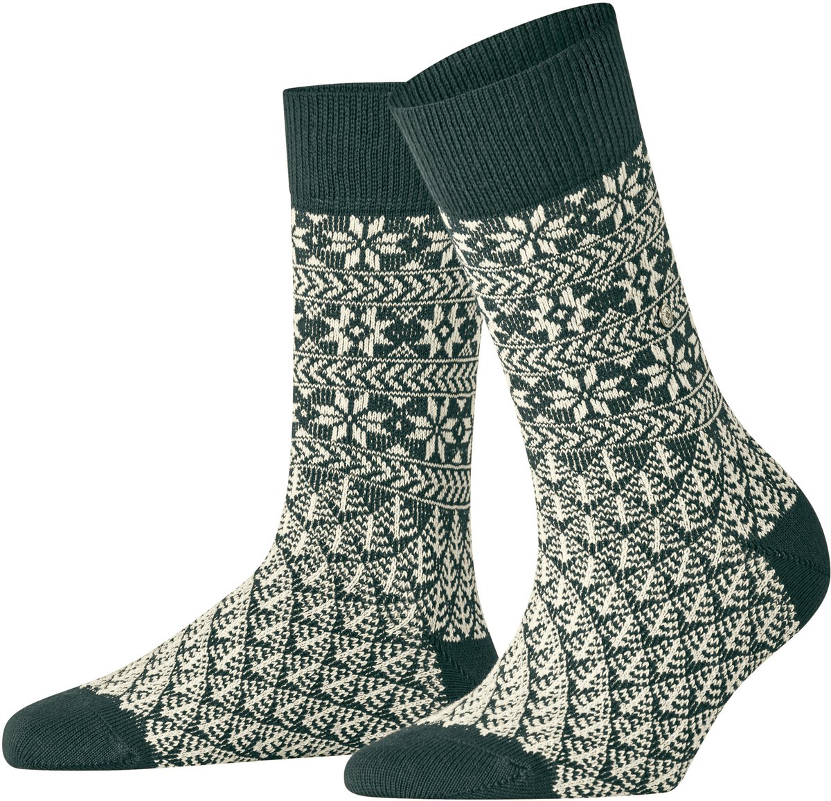 Burlington X-Mas gedessineerd wol sokken dames groen - maat 36-41