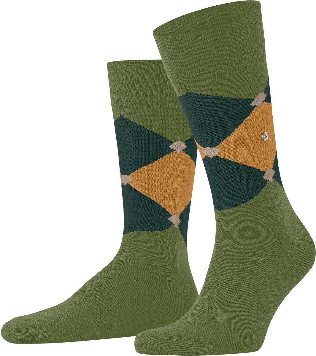 Burlington Warm Clyde gedessineerd wol sokken heren groen - maat 40-46