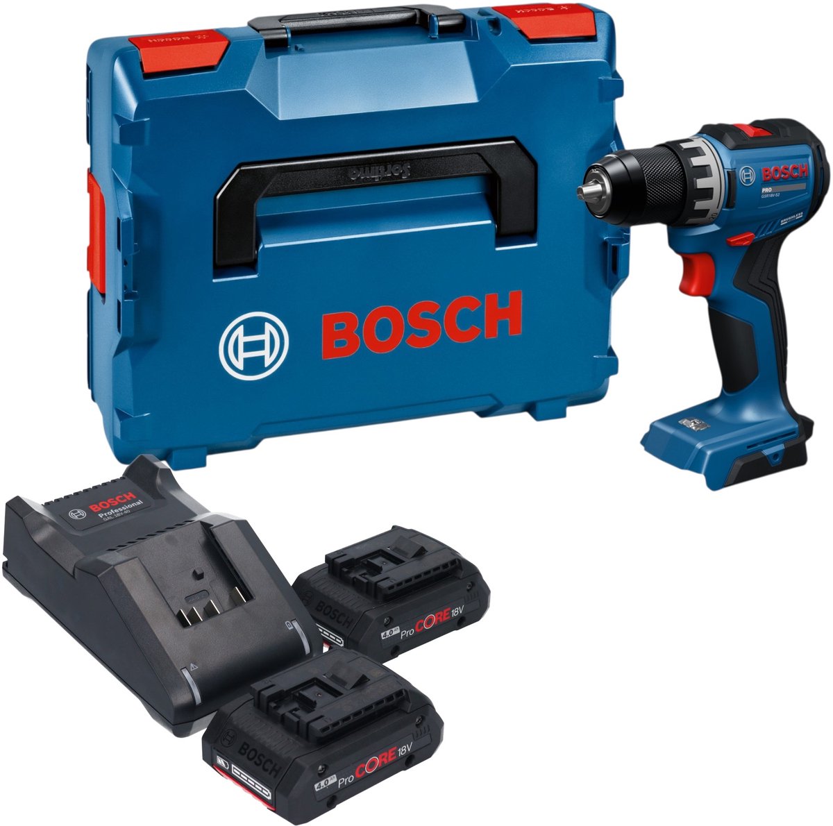 Bosch GSR 18V-52 Professional accuboormachine 18 V 70 Nm borstelloos + 2x ProCORE-accu 4,0 Ah + oplader + L-Boxx