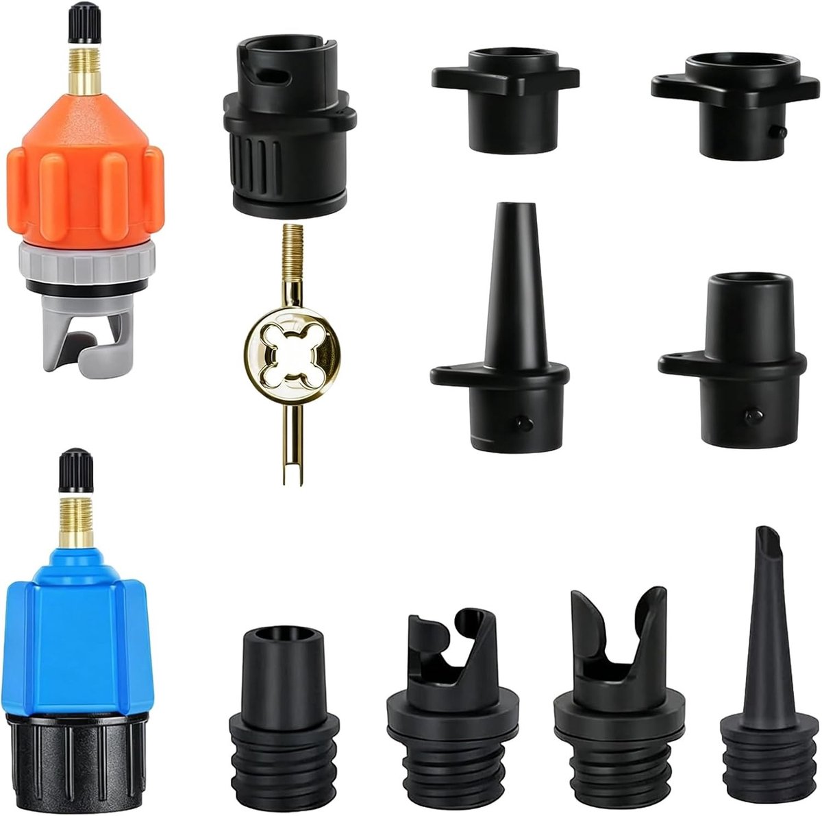 Opblaasbare SUP-pompadapter - Nylon/Corrosiebestendige Legering - Inclusief 9 Adaptermondstukken - Compact en Lichtgewicht - Voor Watersportliefhebbers
