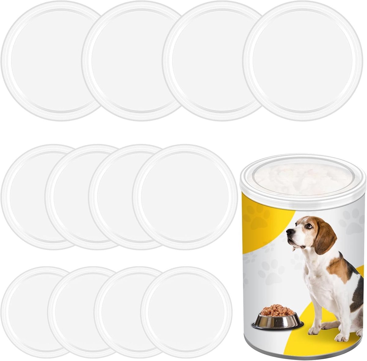Blikdeksels voor Dierenvoer - Transparant Kunststof - Herbruikbaar - Ruimtebesparend - Voor Katten en Honden