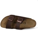 Bruine Birkenstock Arizona slippers met koperkleurige gespen, maat 41.