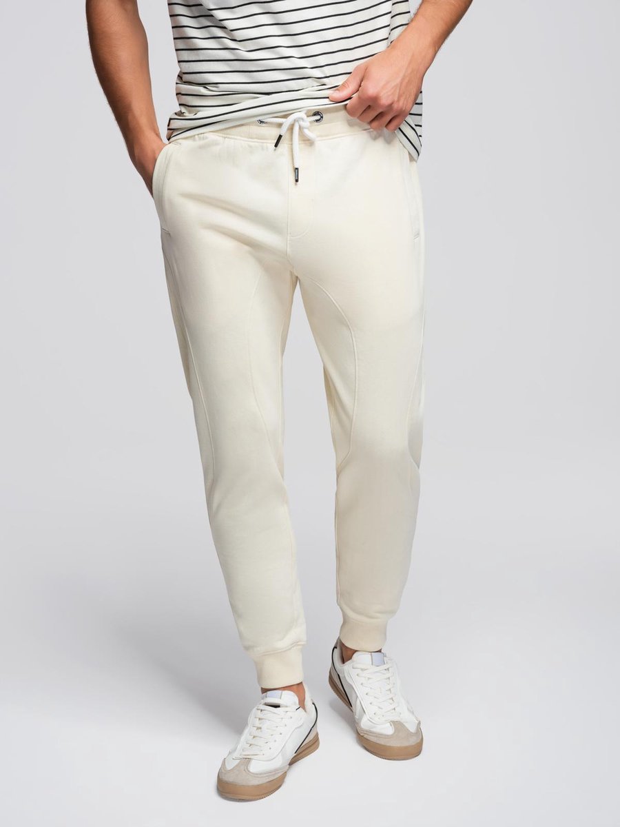 OMBRE Broek - Regular Fit - Katoen - Effen Crème S