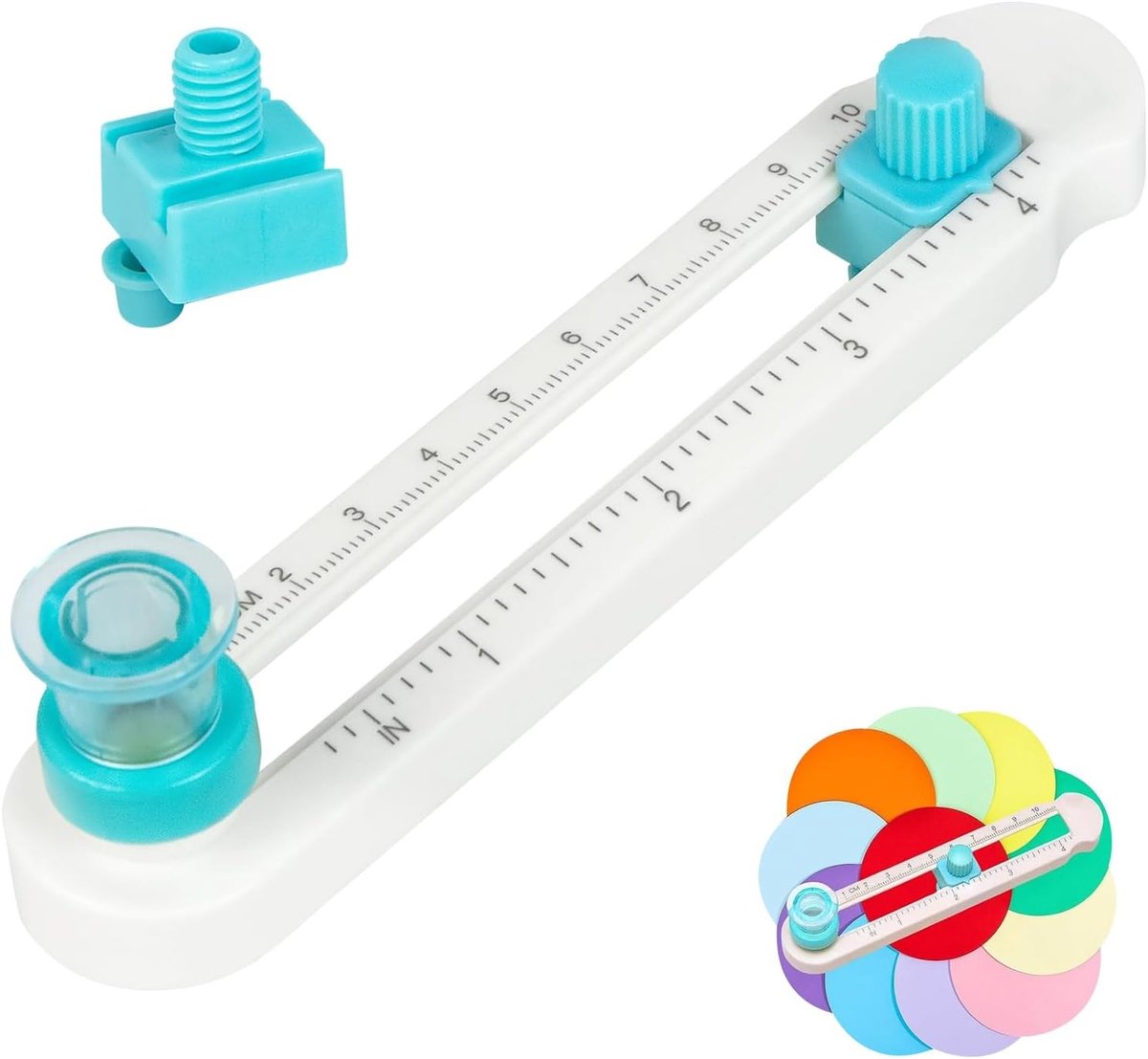Ronde papiersnijder met 360° rotatie voor het snijden van papier van 2 tot 20 cm, inclusief ringsnijder en reserveblad, ideaal voor knutselen en hobbyprojecten
