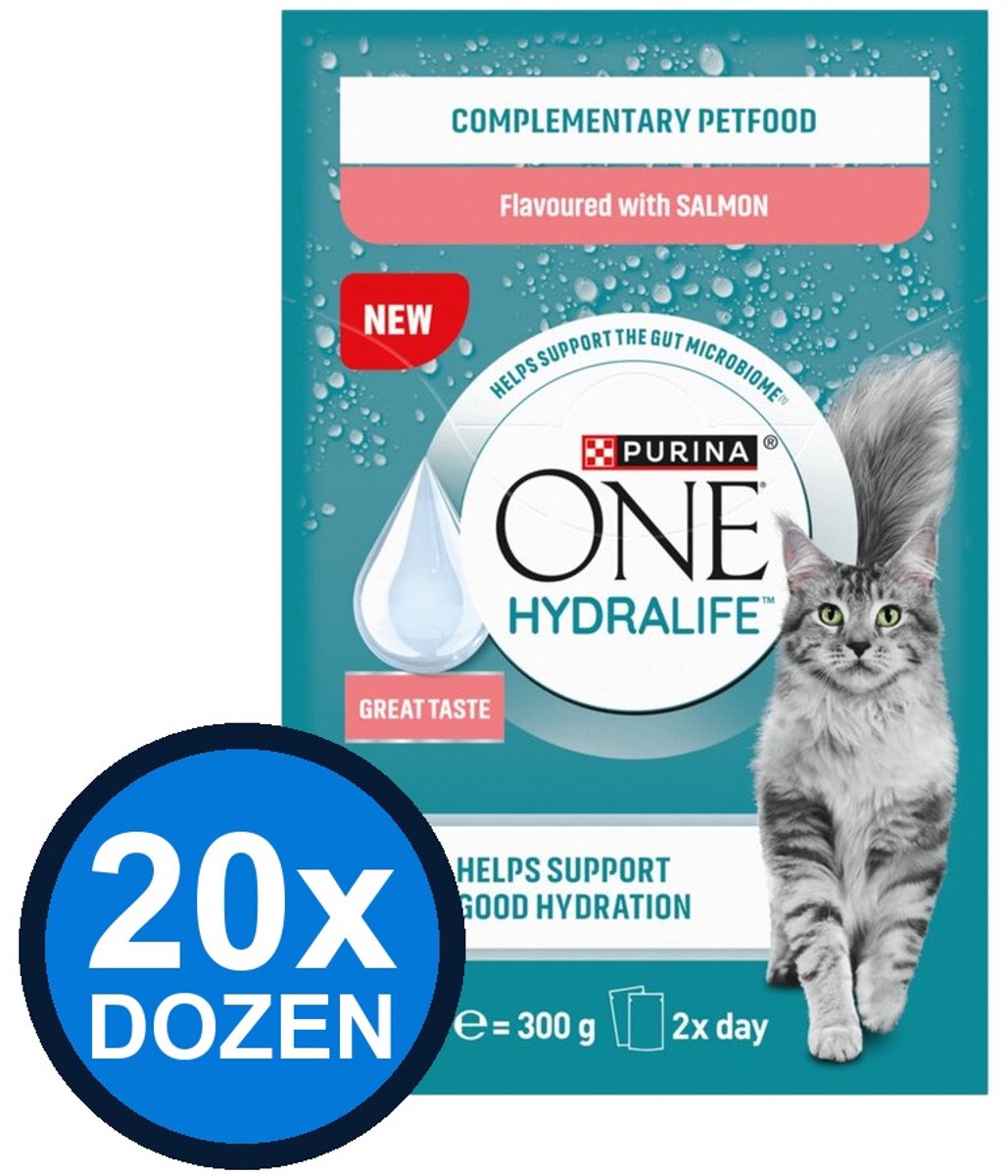 20x Purina One - HydraCare Adult Zalm (6x50g) - Kattenvoer Natvoer - 300 g