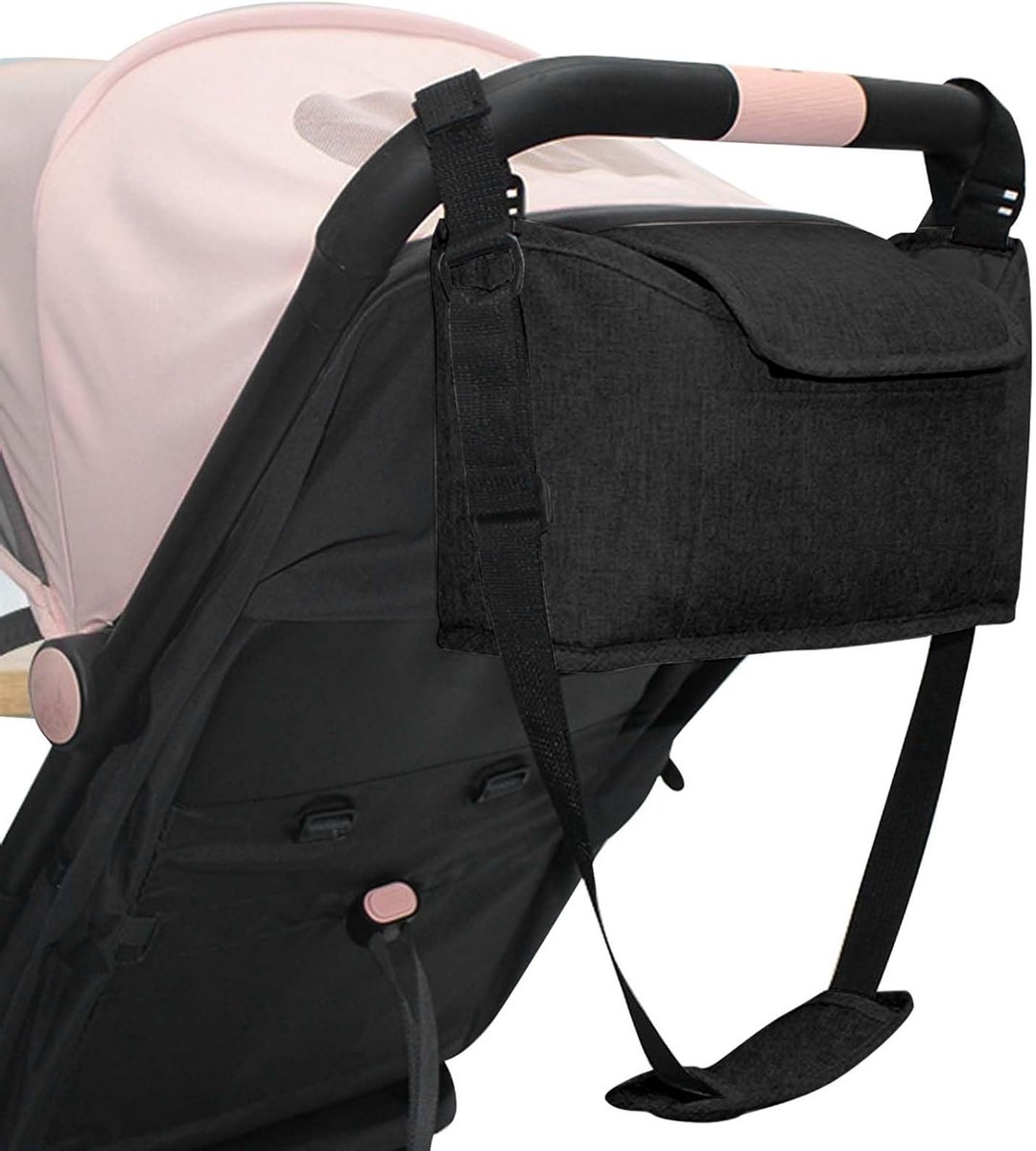 Multifunctionele Organiser voor Kinderwagens met Schouderbanden en 2 Bekerhouders - Ideaal voor Opberging en Gemak tijdens Wandelen