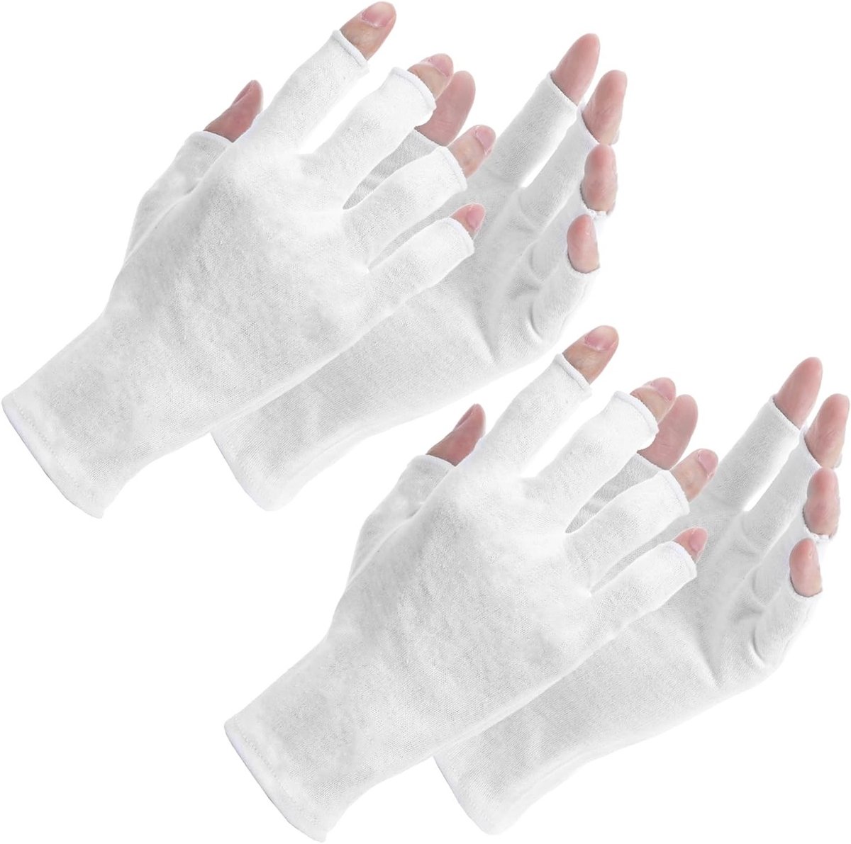 Zachte Katoenen Vingerloze Handschoenen voor Eczema, Handverzorging, Spa en Sportactiviteiten - 2 Paar, Ademend en Vochtabsorberend
