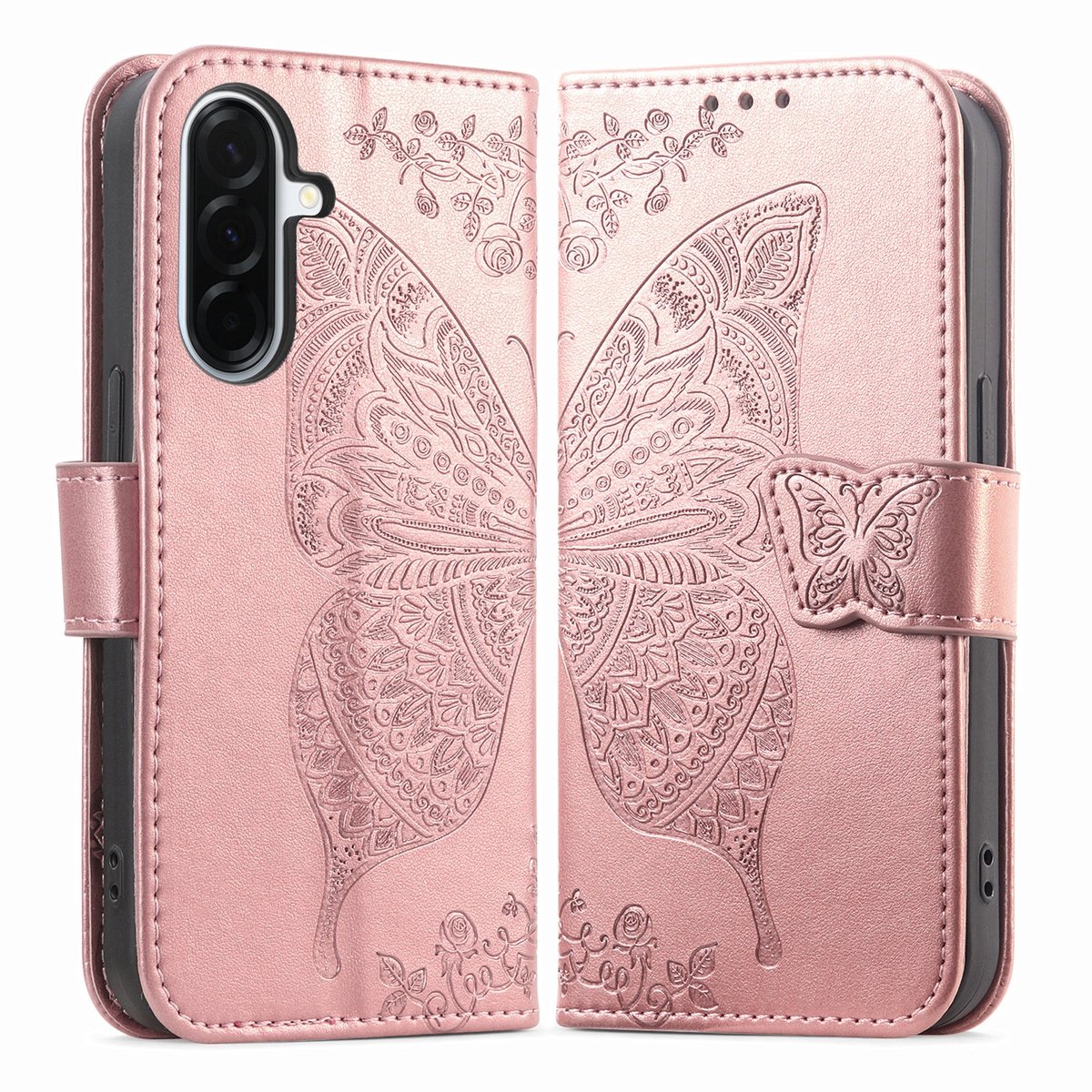 Coverup Hoesje - Geschikt voor Samsung Galaxy A27 Hoesje - Coverup Vlinder Book Case - Rose Gold