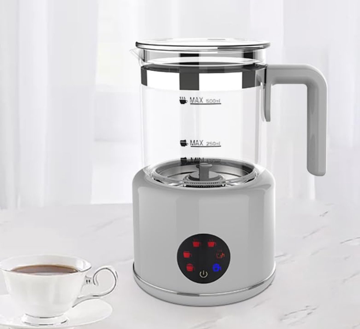 Melkopschuimer 6-in-1 600 W - 500 ml inductie - visueel glas - perfect voor koffie en cappuccino - ShopVlot