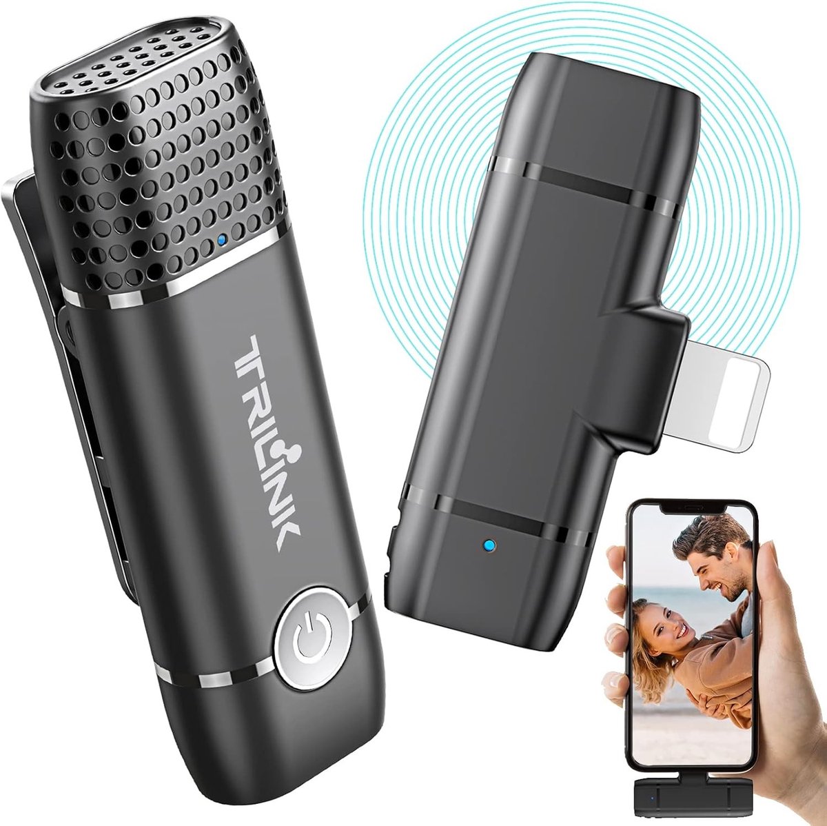 Draadloze lavalier microfoon voor heldere audio-opnames, ideaal voor interviews en presentaties