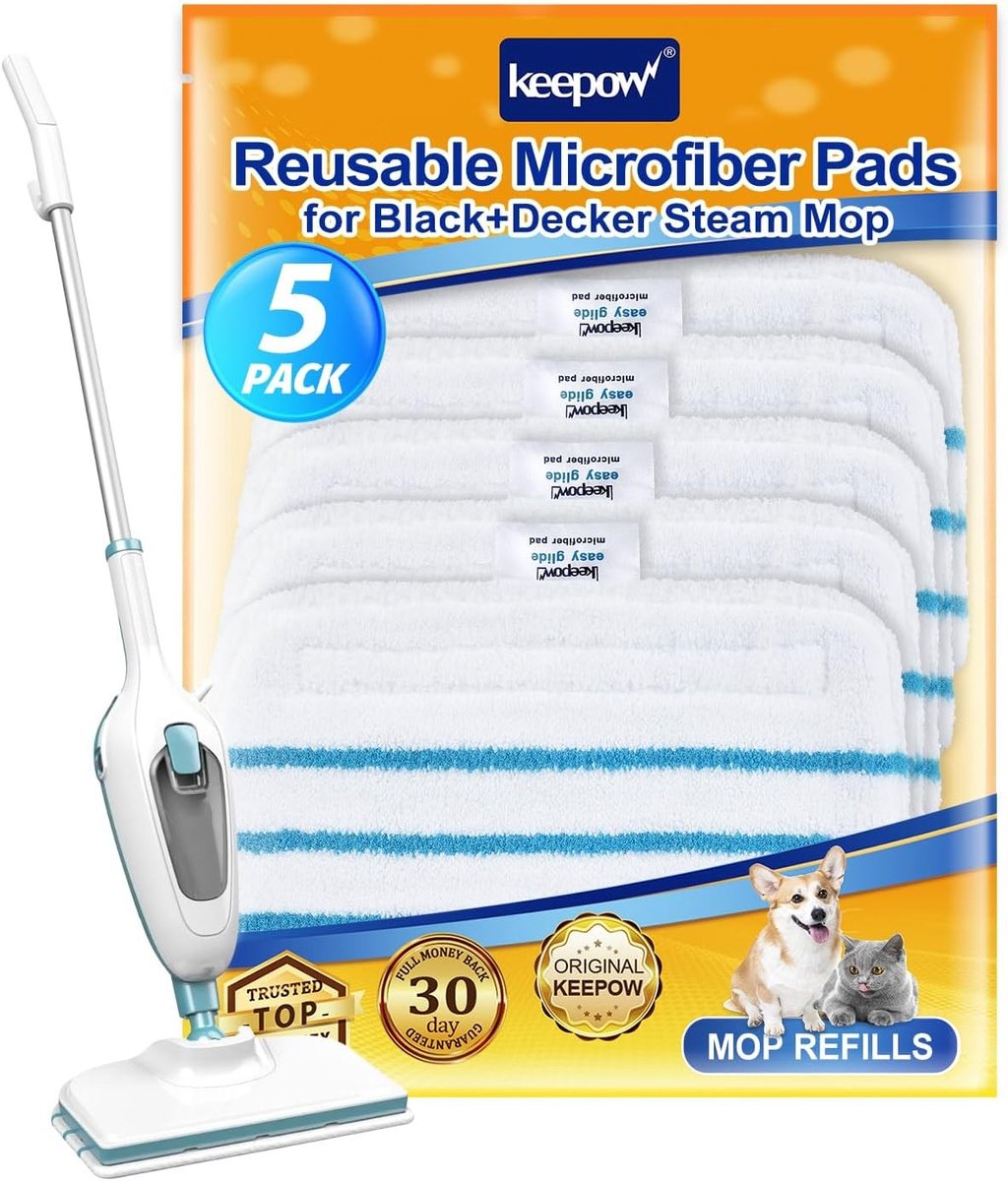 Wasbare microvezel pads voor stoomreiniger, set van 5, geschikt voor grond- en vloertypes