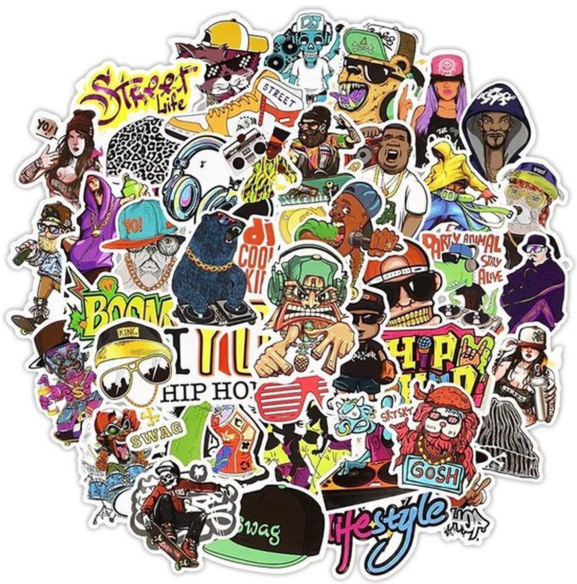 50 Hiphop Stickers – Muziek, Rappers & Street Culture