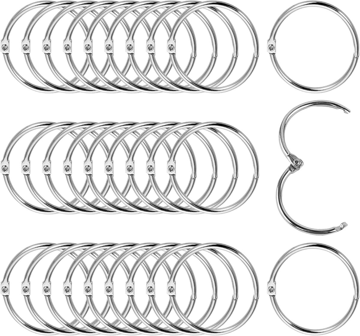 30 Stuks Metalen Binder Ringen 15mm Binnen Diameter voor Fotoalbums, Scrapbooks en Creatief Knutselen