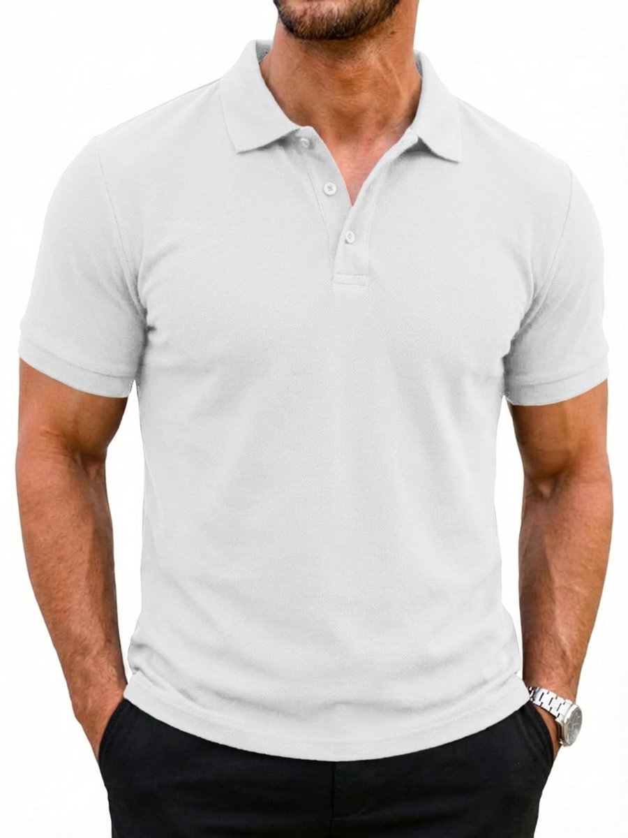 Runcati Heren poloshirts korte mouwen zomer sport golf polohemd, wit, XL - ShopVlot