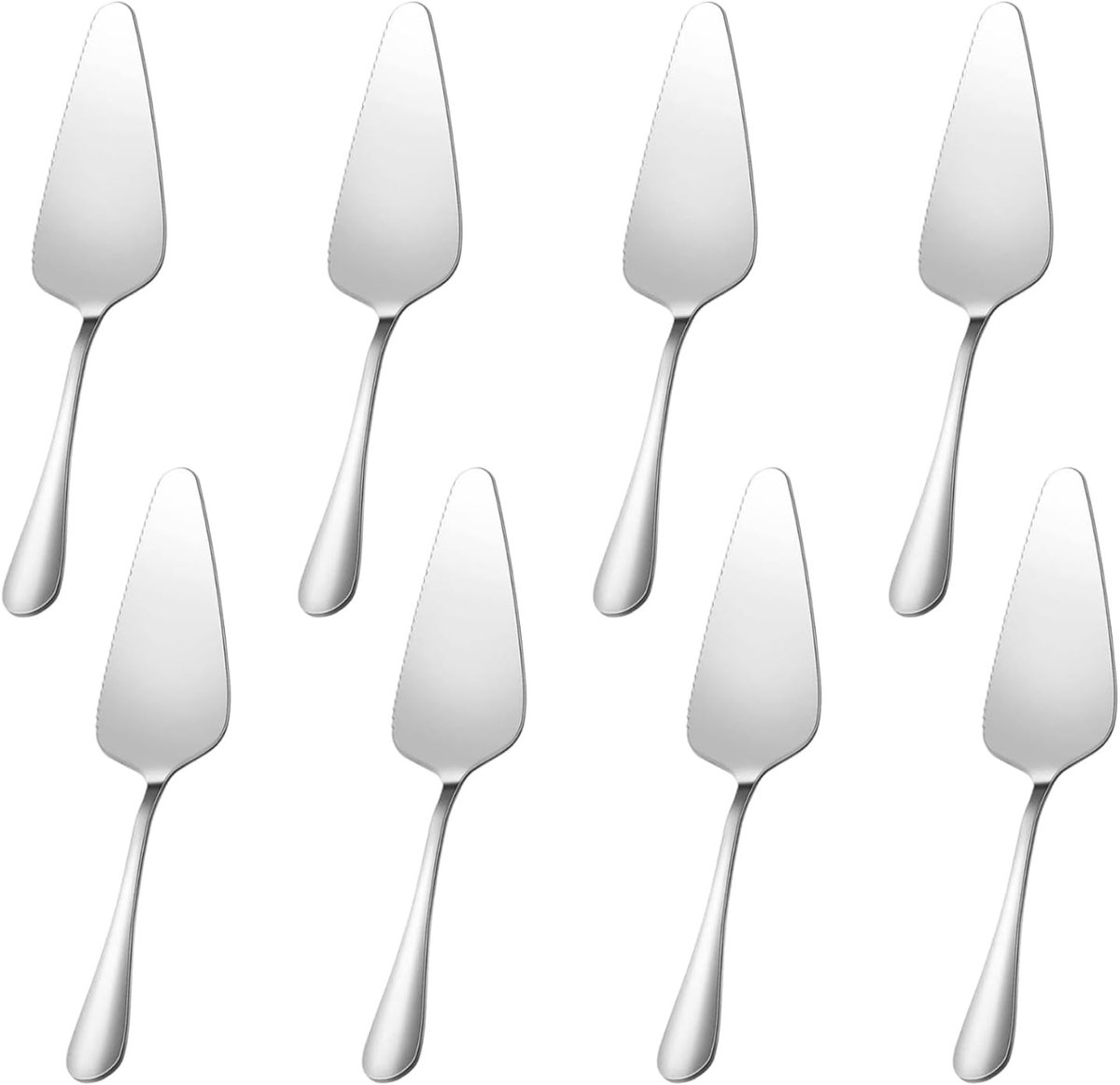 Set van 8 stuks taartservers van gepolijst roestvrij staal met fijne kartelrand, ideaal voor taarten, gebak en desserts