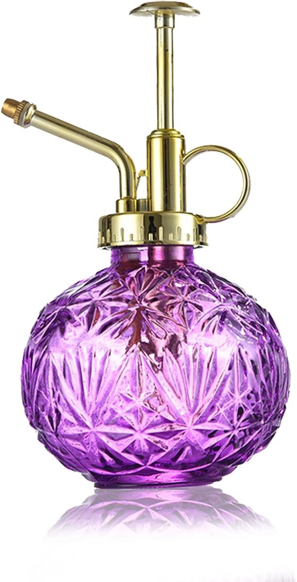 Retro Geperste Plantenspuit van 240 ml, Vernevelaar met Pomp voor Binnen en Buiten, Ideaal voor Balkon en Tuinplanten, Paars