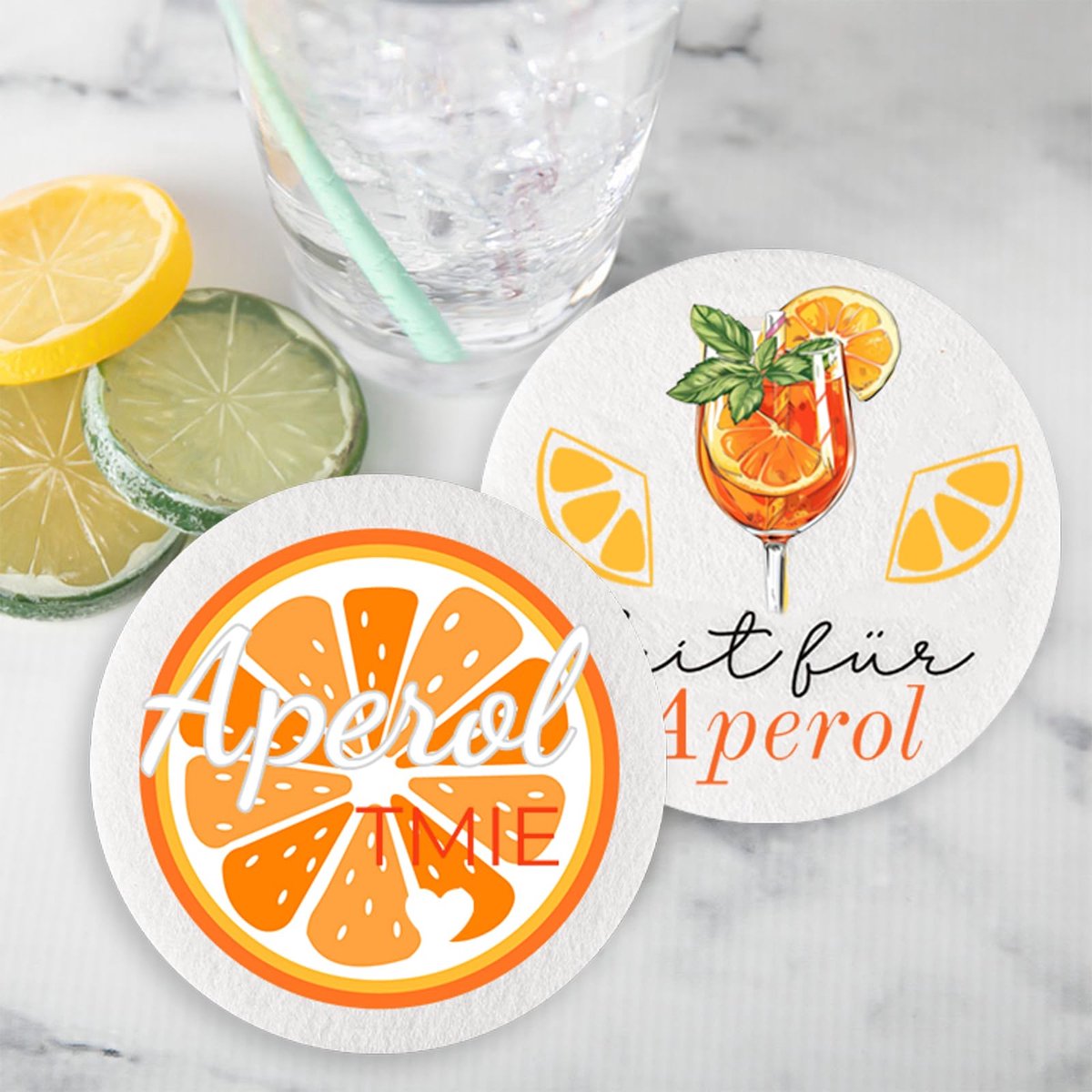 Onderzetters set van 15 - ronde vilten - herbruikbaar - perfect voor Aperol Spritz - ShopVlot
