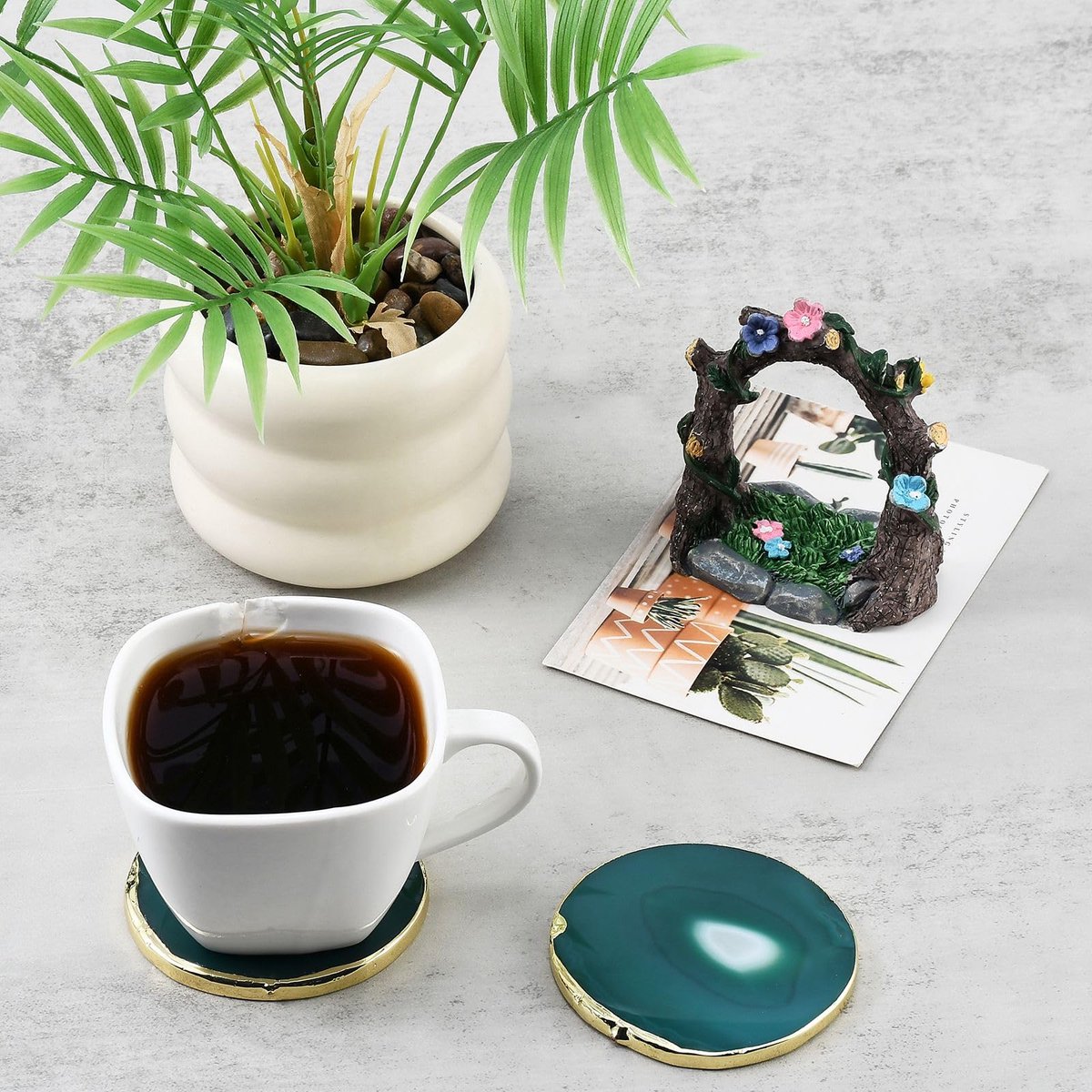 Onderzetters voor dranken set van 4 - Natuurlijke agaat - 3-4 inch - Stijlvol decor voor salontafel - ShopVlot