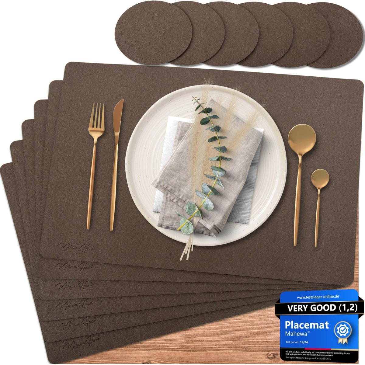 Placemat set van 6 - premium imitatieleer - antislip en afwasbaar - perfect voor elke tafel - ShopVlot