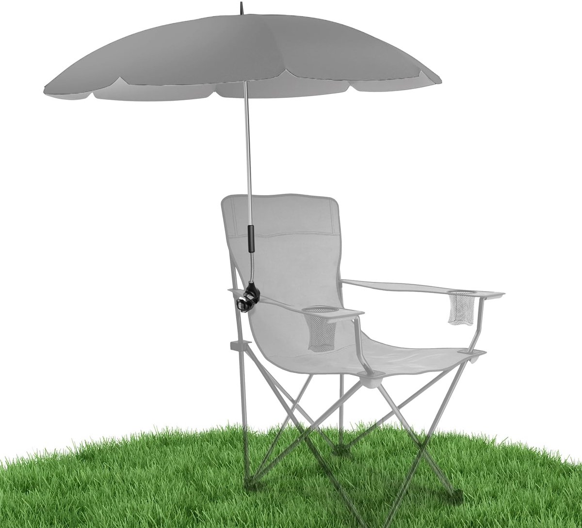 Parasols voor ligstoel met UV-bescherming 50+ - 120 cm koepelmaat - grijs - ideaal voor campinggebruik - ShopVlot