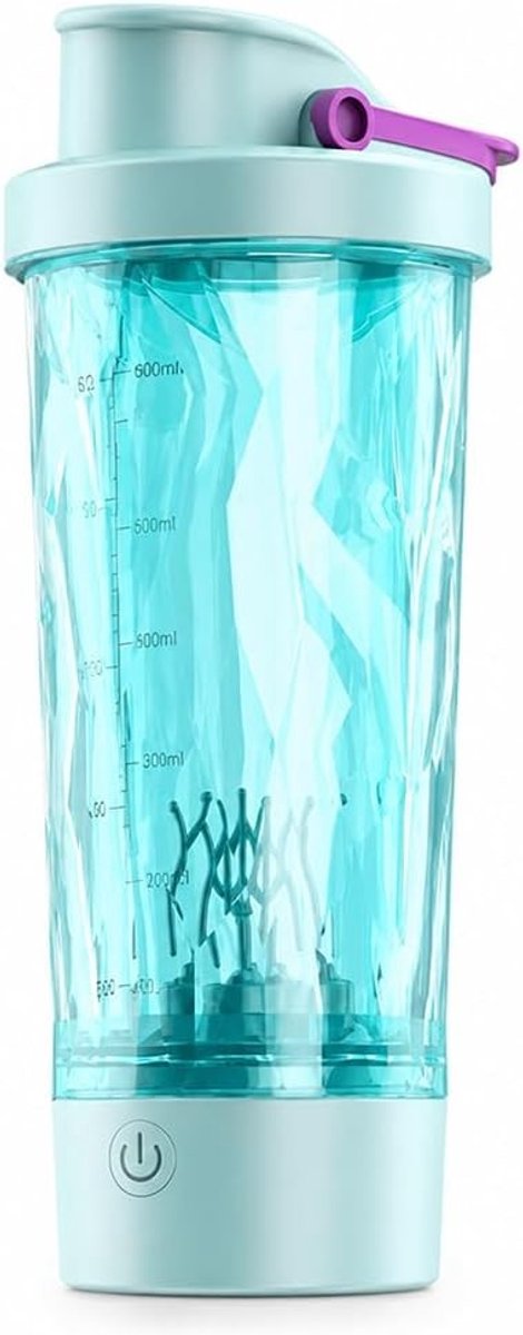 Elektrische Eiwitshaker - Cyaan - 600 ml - Oplaadbare Vortex Mixer - Voor Eiwitshakes en Smoothies