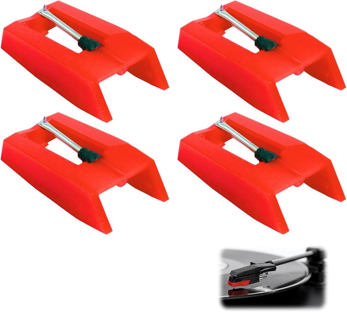 Set van 4 Vervangnaalden voor Platenspeler, Universele Naalden voor Vinyl en Phonograaf, Turntable Accessoires