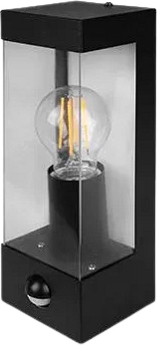 Wandlamp buiten met bewegingssensor E27 LED, IP44 – zwart