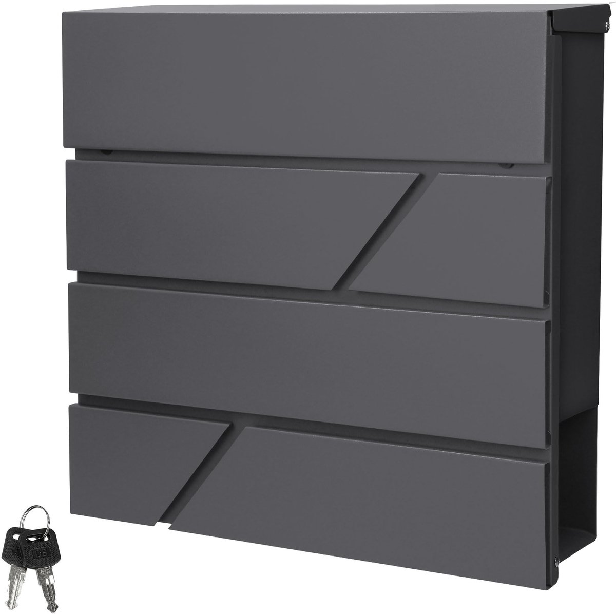 ECD Germany Moderne design brievenbus met krantenvak 37x11x37 cm van roestvrij staal poedercoating antraciet incl. 2 - ShopVlot