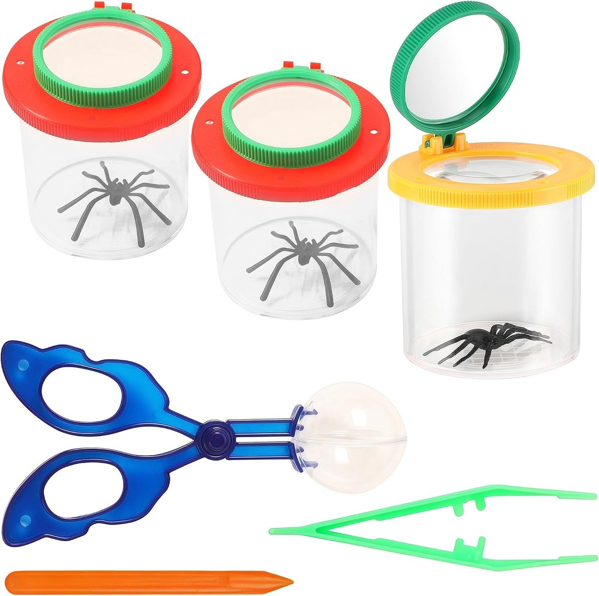 3-delige Loepbeker Set met Pincet voor Natuuronderzoek, Wetenschap en Educatieve Activiteiten