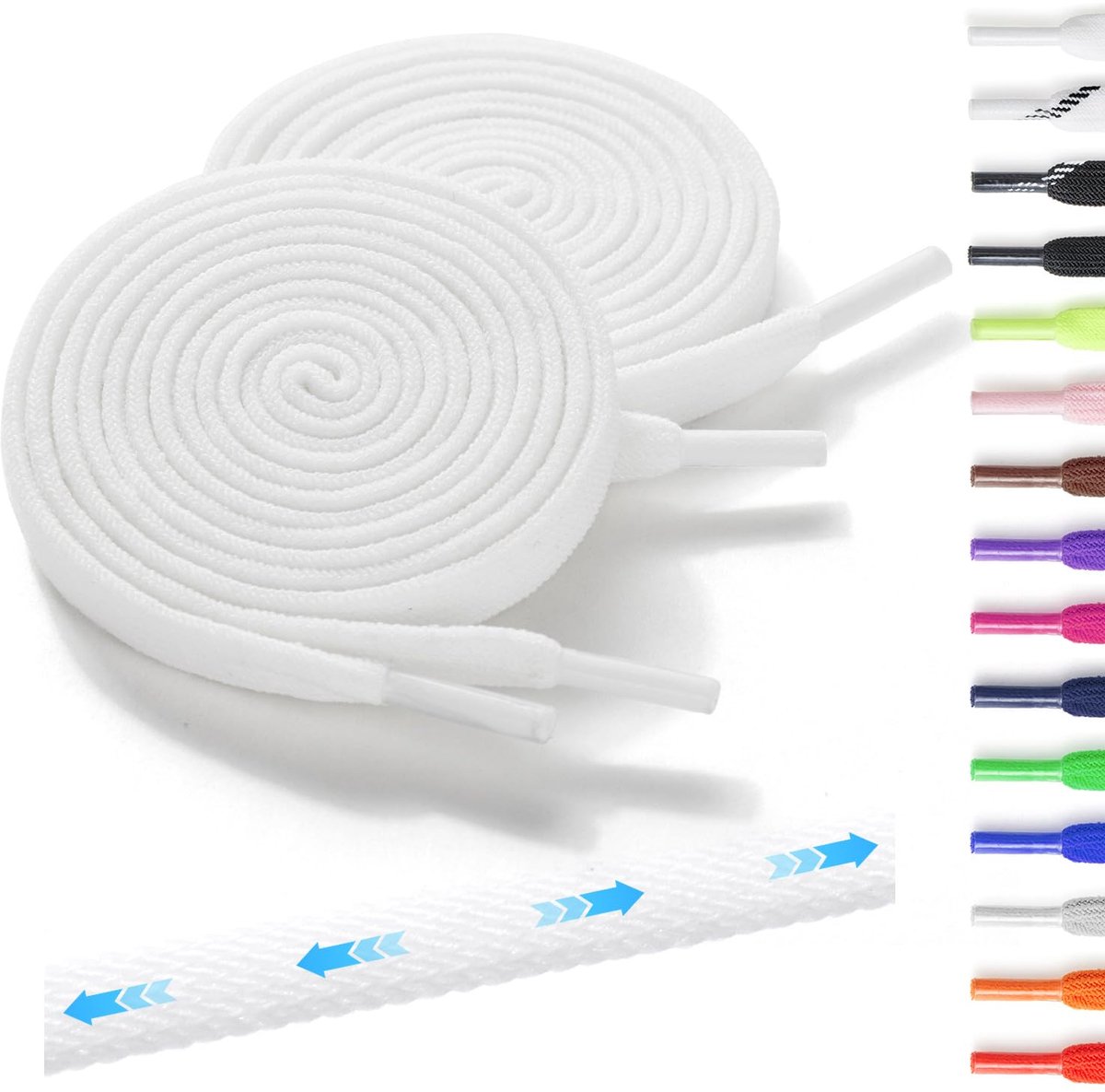 Shecret 2 paar elastische schoenveters, plat - elastische schoenveters zonder strik voor kinderen en volwassenen, 7 mm - ShopVlot
